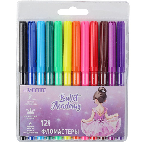 Фломастеры 12цв "deVENTE. Ballet Academy" с невент. колп. 5081524