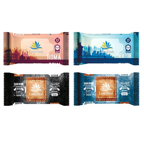 Салфетки влажные 15 шт LUNA FRESH