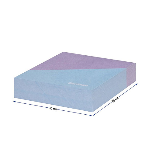 Блок д/заметок 8,5х8,5х2см, 200л Berlingo "Haze" декоративный на скл. сиреневый/голубой LNn_00058