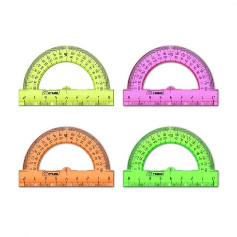 Транспортир "Стамм" 180гр. 8см NEON Cristal ТР010 