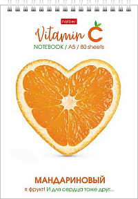 Блокнот 80л А5ф жест подл кл на гребне серия -Витамин С-80Б5B1гр_29927