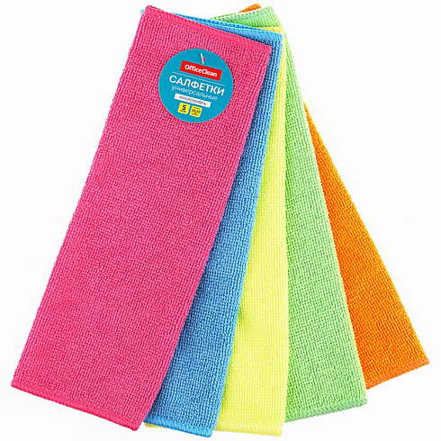 Салфетка из микрофибры OfficeClean "Универсальные", набор 5шт., микрофибра, 30*30см 304811