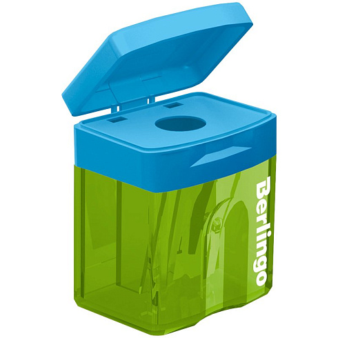 Точилка пластиковая Berlingo "Fuze" 1 отверстие, контейнер, ассорти BBp_15017