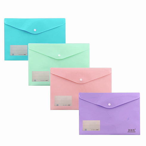 Папка с кнопкой А4, пастель ассорти S-351