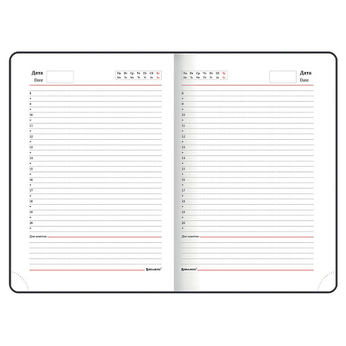 Ежедневник недатир., 160л, А5, BRAUBERG, под кожу, застежка, черный/серый ,111875