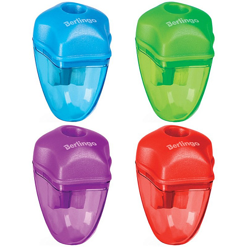 Точилка пластиковая Berlingo "Spike" 1 отверстие, контейнер, ассорти, дисплей BBp_15003