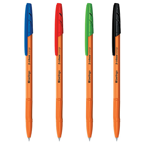 Ручка  набор шариковая  Berlingo "Tribase Orange" 4шт. 4цв., 0,7мм, CBp_70104