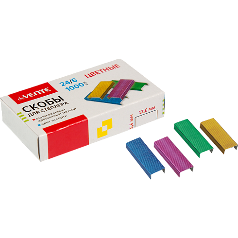 Скобы №24/6 "deVENTE", цветные 1000шт 4141901