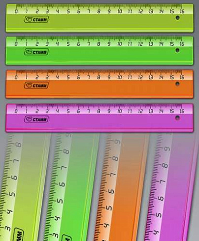 Линейка "стамм" прозрачная 16см NEON Cristal 4цв ЛН02
