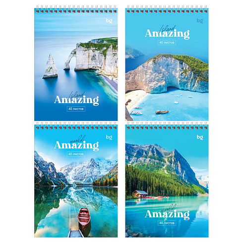 Блокнот А5 на гребне 40л. BG  "Amazin" Б6гр40 12147