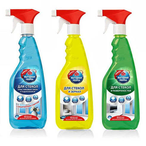 Средство для мытья окон с распыл. Выгодная уборка для стекол и поверхн. 500мл арт,2517 (зеленый)