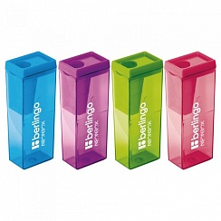 Точилка пластиковая Berlingo  "NeonBox" 1 отверстие, контейнер, ассорти BBp_15008
