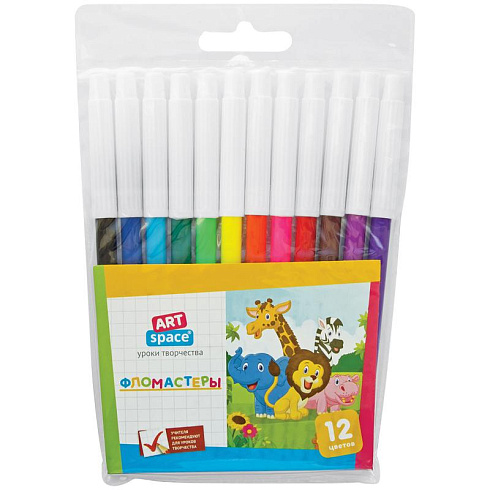 Фломастеры 12 цв. ArtSpace "Веселые зверята"  WCP12_18575
