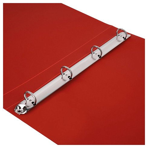 Папка на кольцах 4-к СТАММ А4, 25мм, 500мкм, пластик, красная ММ-32183