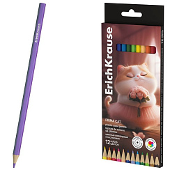 Карандаши 12 цв. ErichKrause Prima Cat шестигран., грифель 3 мм 65010 пластик