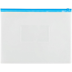 Папка-конверт на молнии OfficeSpace A4, прозрачная, 150мкм, молния синяя 329760