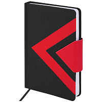 Ежедневник недатир., 160л, А5, BRAUBERG, под кожу, застежка, черный/красный,111876