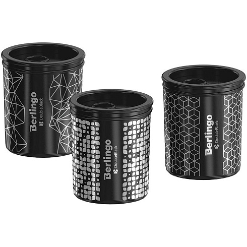 Точилка пластиковая Berlingo "DoubleBlack" 2 отверстия, контейнер, ассорти BBp_15029