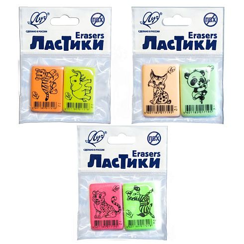 Ластик "ZOO" набор 2 шт в ассортименте, 31С 2006-08