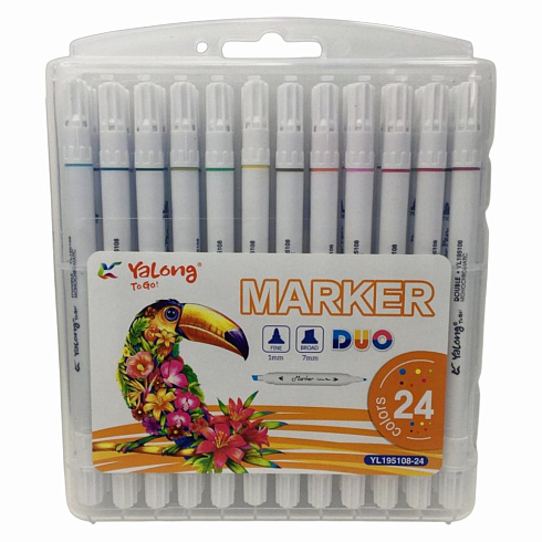 Маркеры для скетчинга 24цв., двусторонние YL195108-24