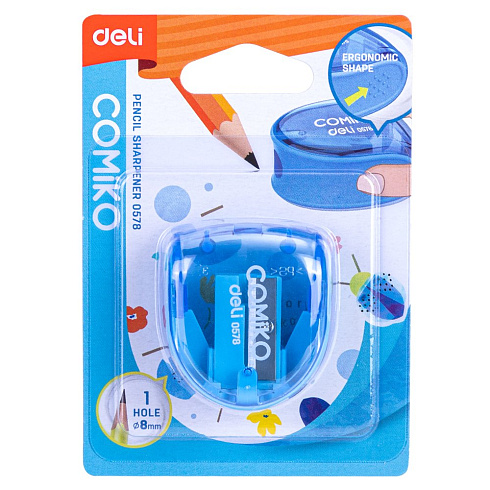 Точилка пластиковая Deli, с прозрачным контейнером арт.0578