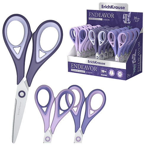 Ножницы ErichKrause Endeavor Lavender, 16 см, ассорти 56926 (24шт в дисп.)
