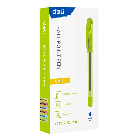 Ручка шариковая Deli "Extra Q40T" 0,7мм, (корпус ассорти) синяя арт.EQ40T