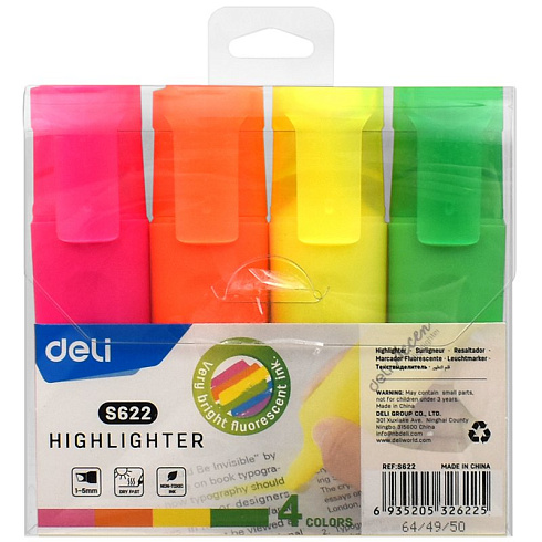 Текстовыделители  набор  /4цв/ DELI арт.S622
