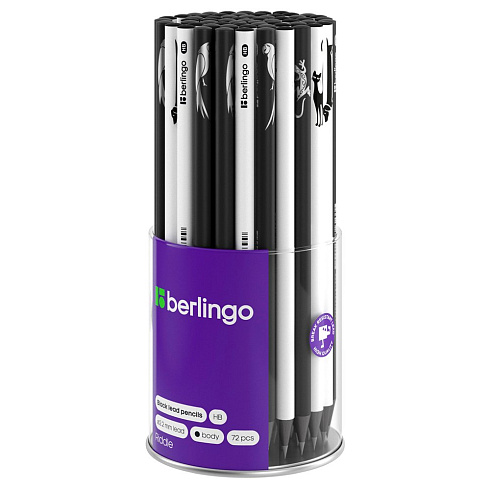 Карандаш черног. Berlingo "Riddle" HB, черное дерево, круглый, заточ. ассорти BP01165