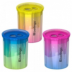 Точилка пластиковая Berlingo "Radiance" 2 отверстия, контейнер, ассорти BBp_15027