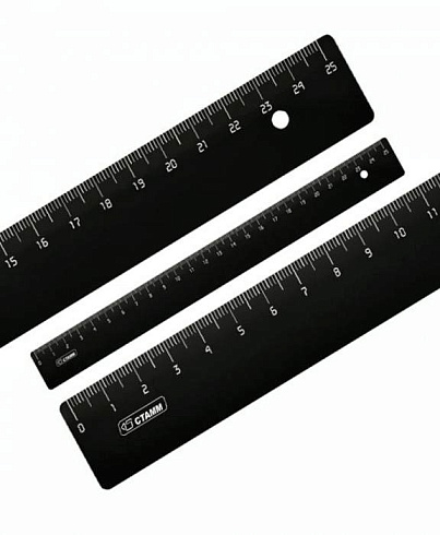 Линейка "Стамм" чёрная 25см ЛН25