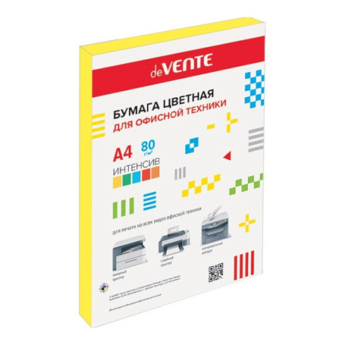 Бумага А4 ксероксн. "deVENTE" 100 л, 80 г/м², интенсив желтый 2072213