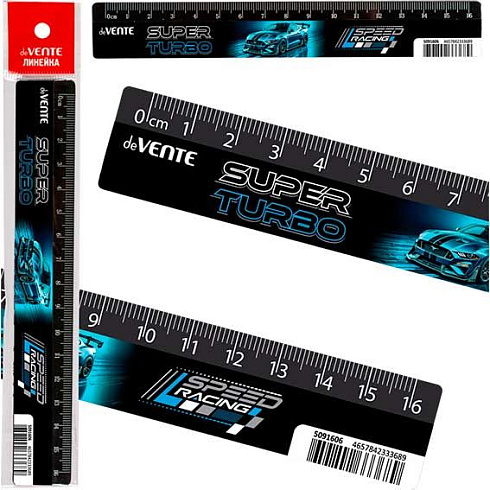 Линейка 16см пластиковая "deVENTE. Super Turbo" 5091606